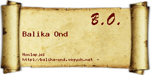 Balika Ond névjegykártya